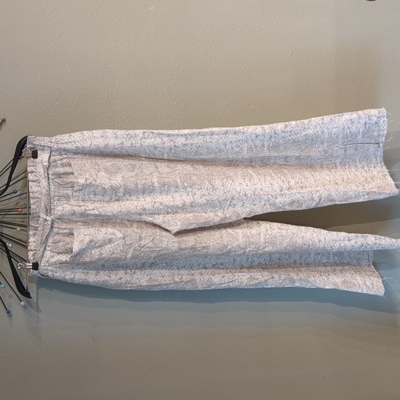 Rewash Reptile Print Pull On Wide Leg Linen Blend Pants Large Raw Hem - Picture 10 of 10